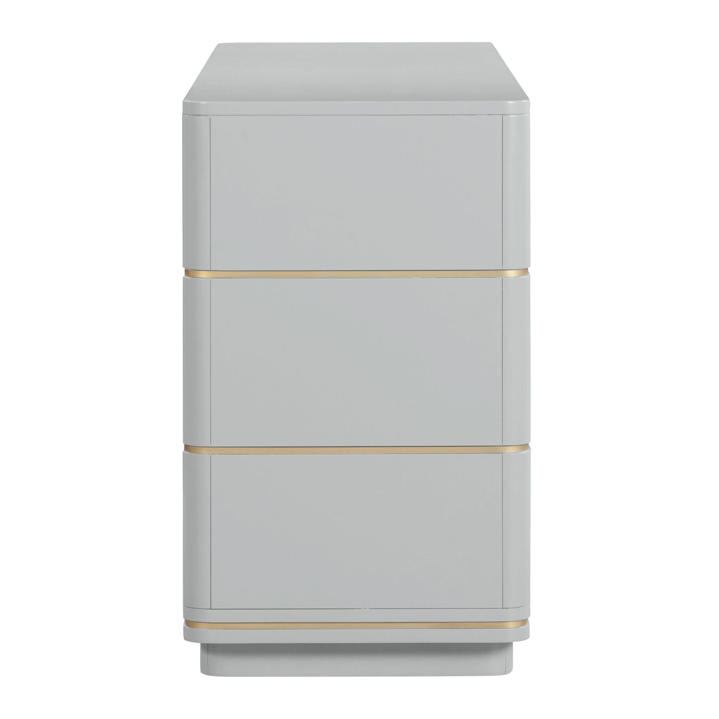 Side view of Curator Six Drawer Dresser Dove Gray