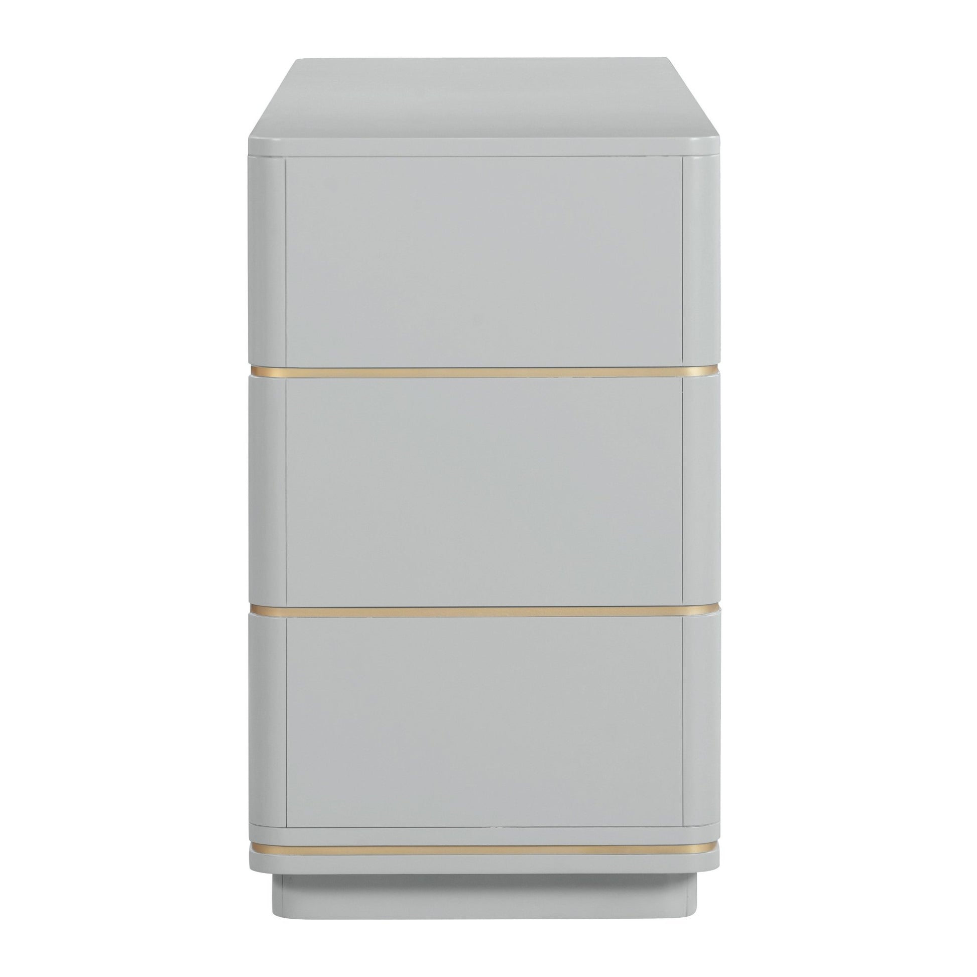 Side view of Curator Six Drawer Dresser Dove Gray