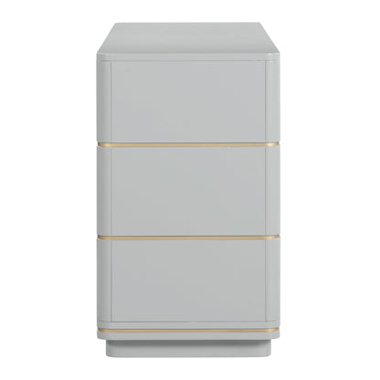 Side view of Curator Six Drawer Dresser Dove Gray
