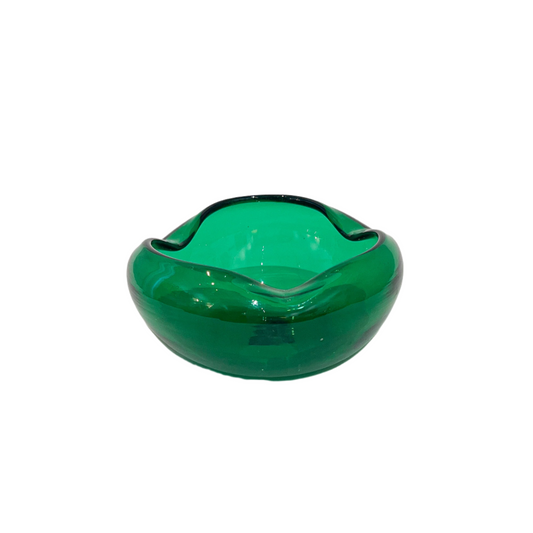 Full view of Emerald Mid-Century Blenko Handblown Glass Dish