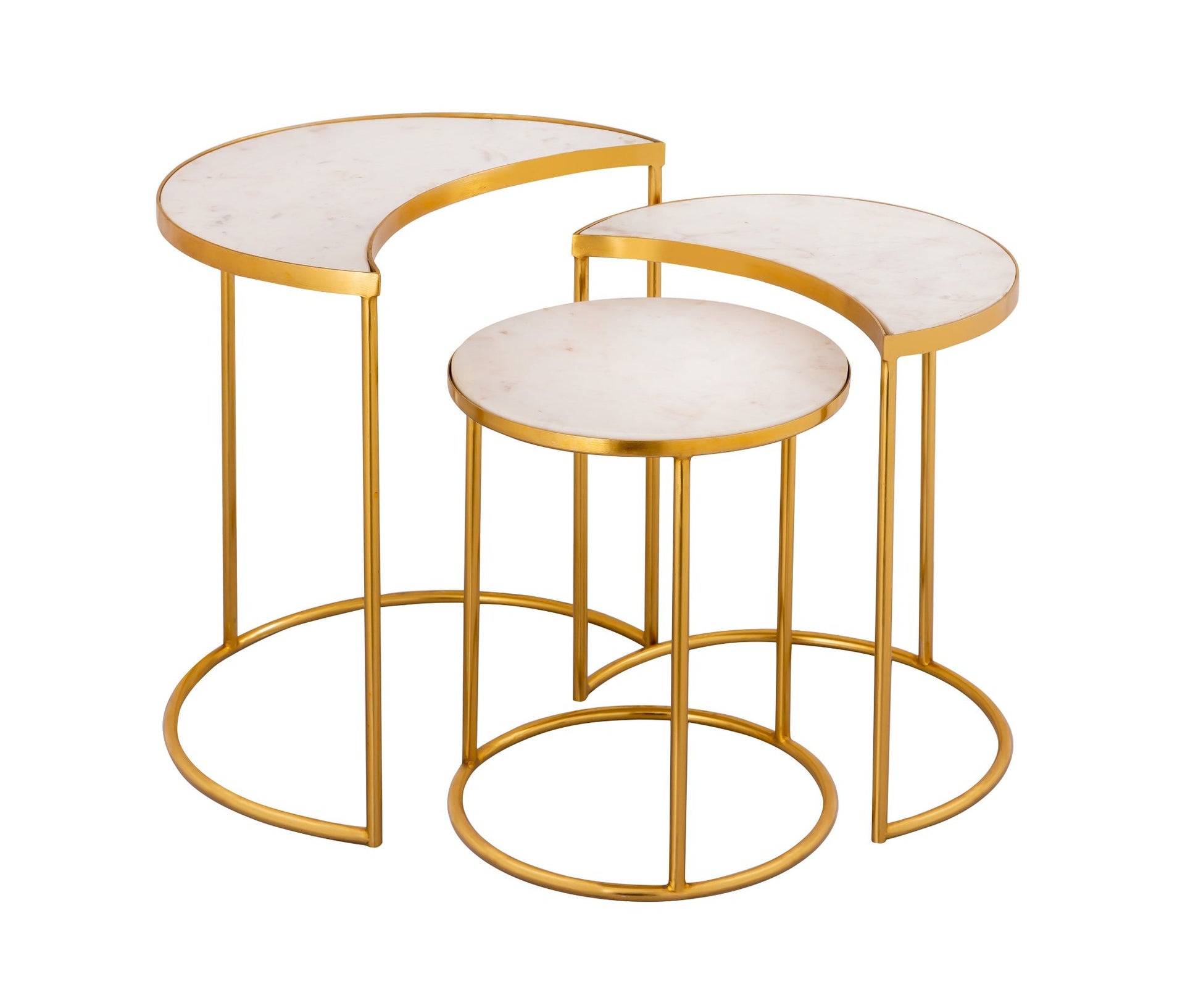 Profile of Gilded Crescent Nesting Table Set