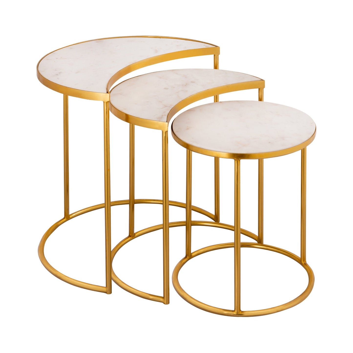 Full view of Gilded Crescent Nesting Table Set