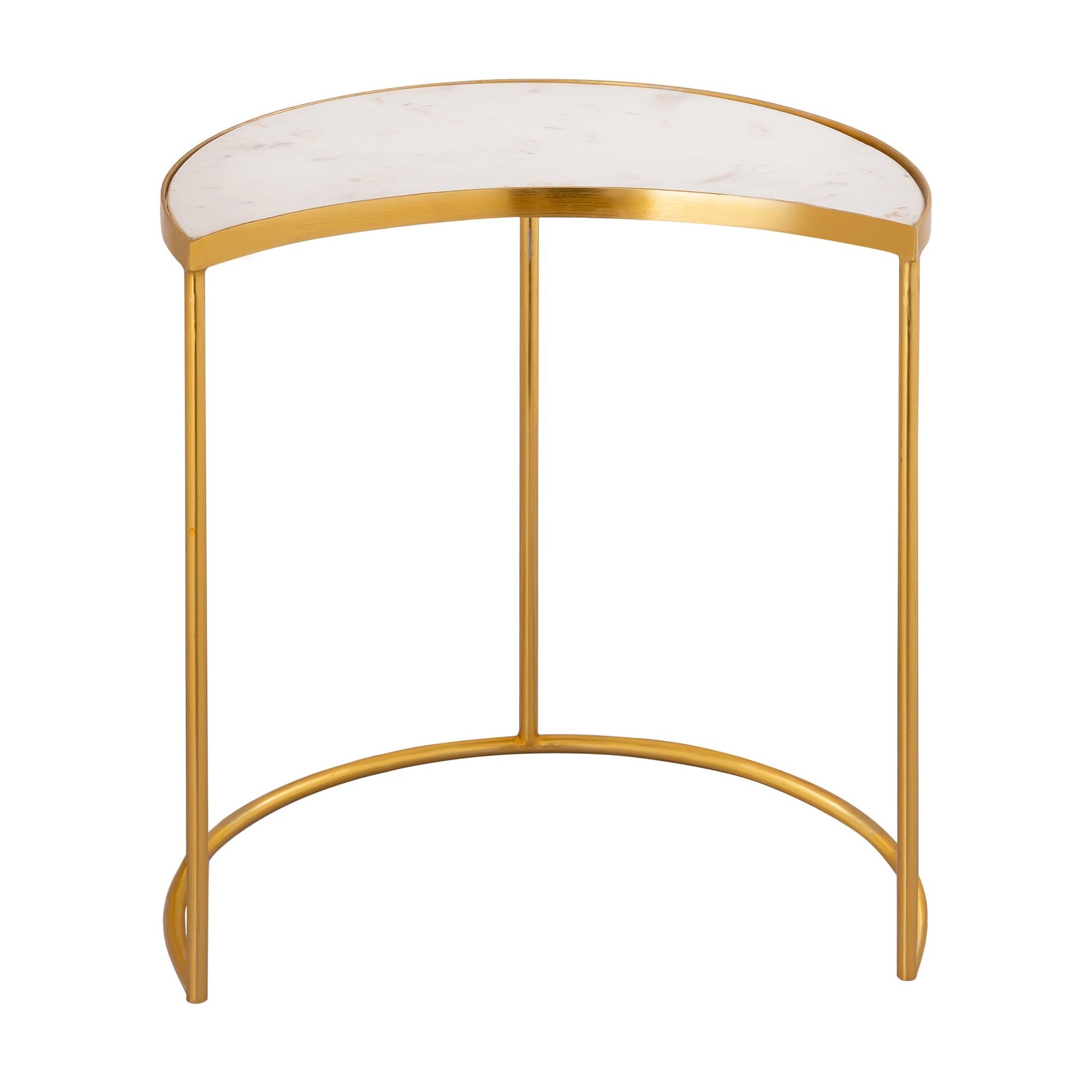 Front view of Gilded Crescent Nesting Table large