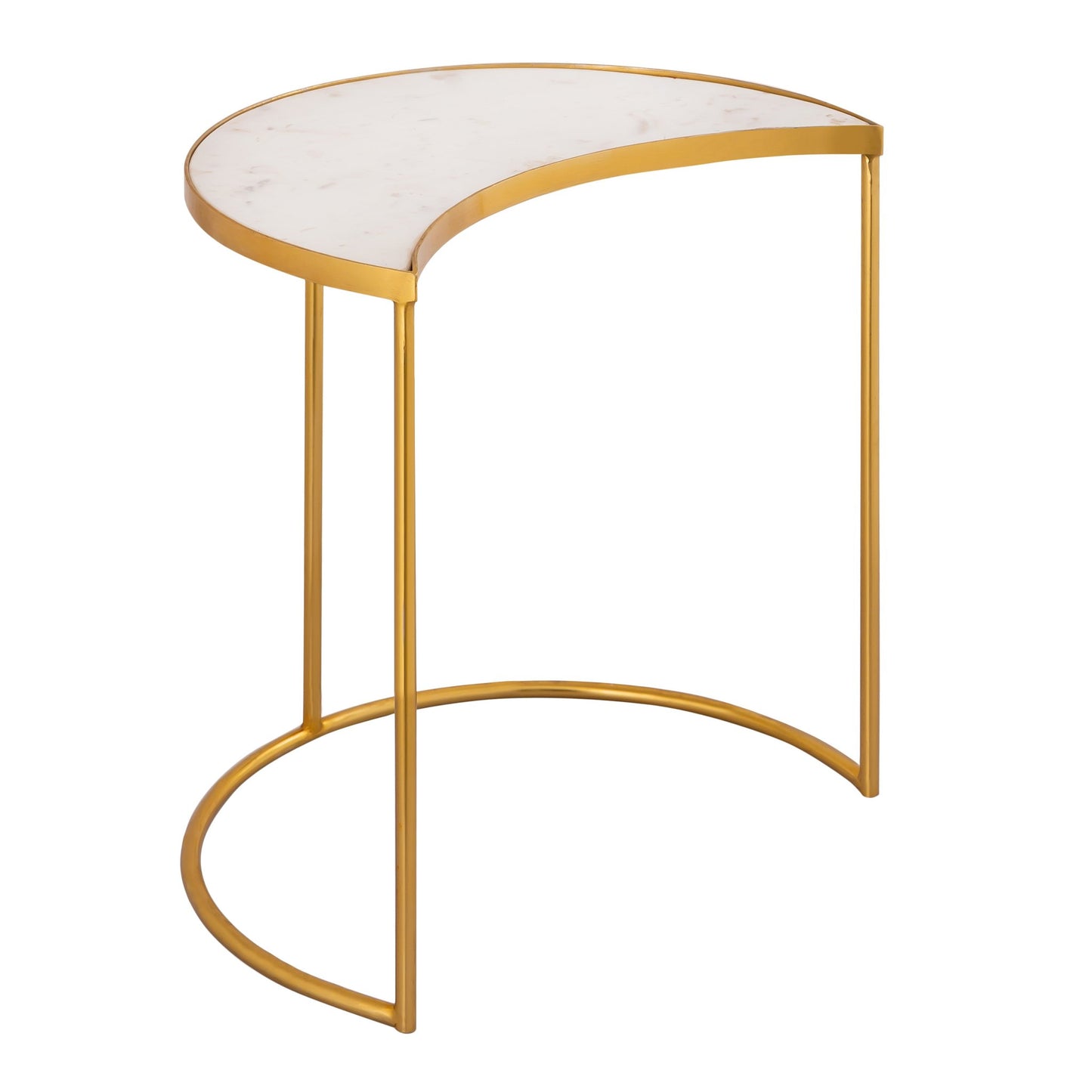 Side view of Gilded Crescent Nesting Table Set large