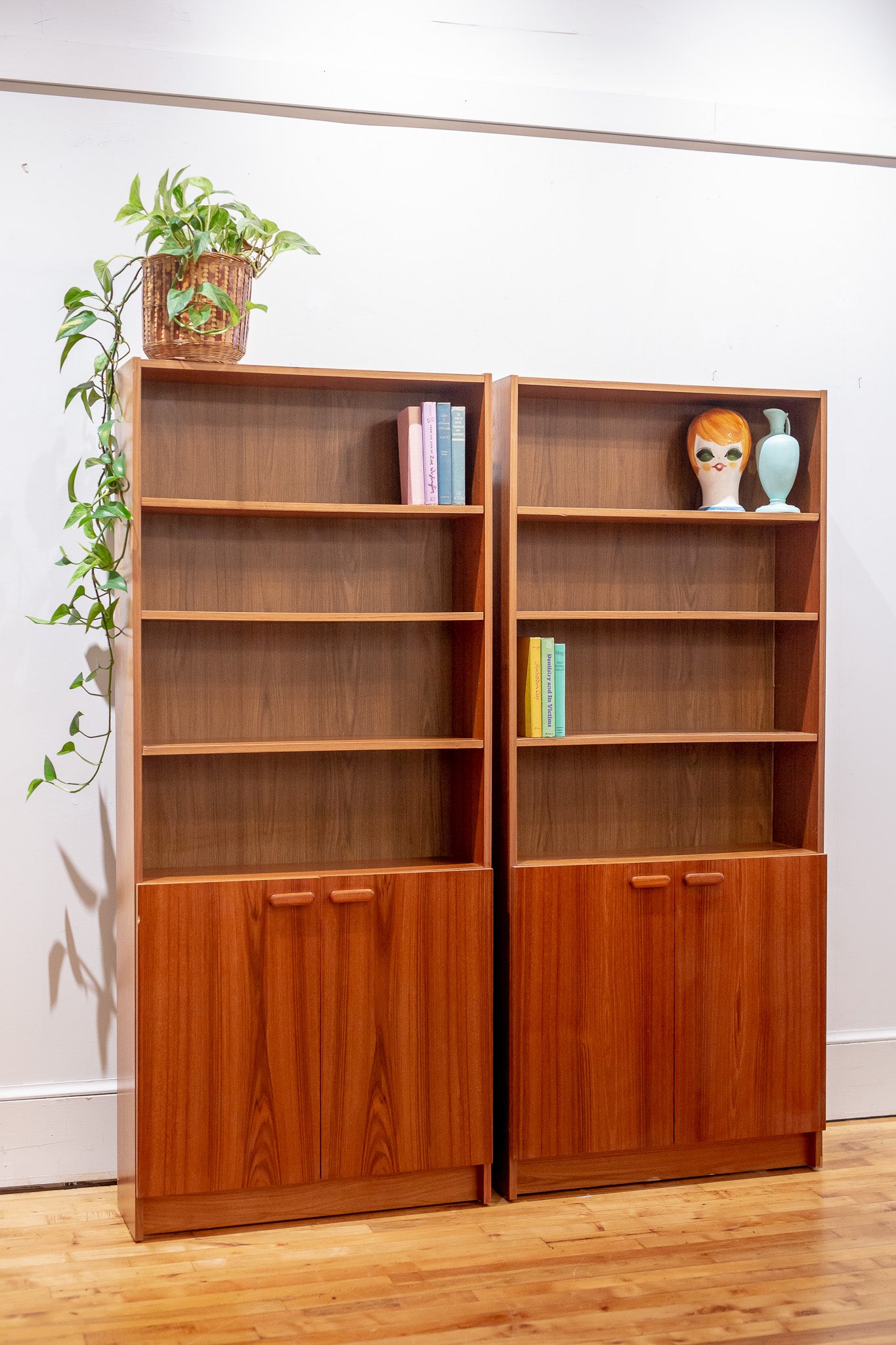 Danish Style Teak Bookcase with Cabinet