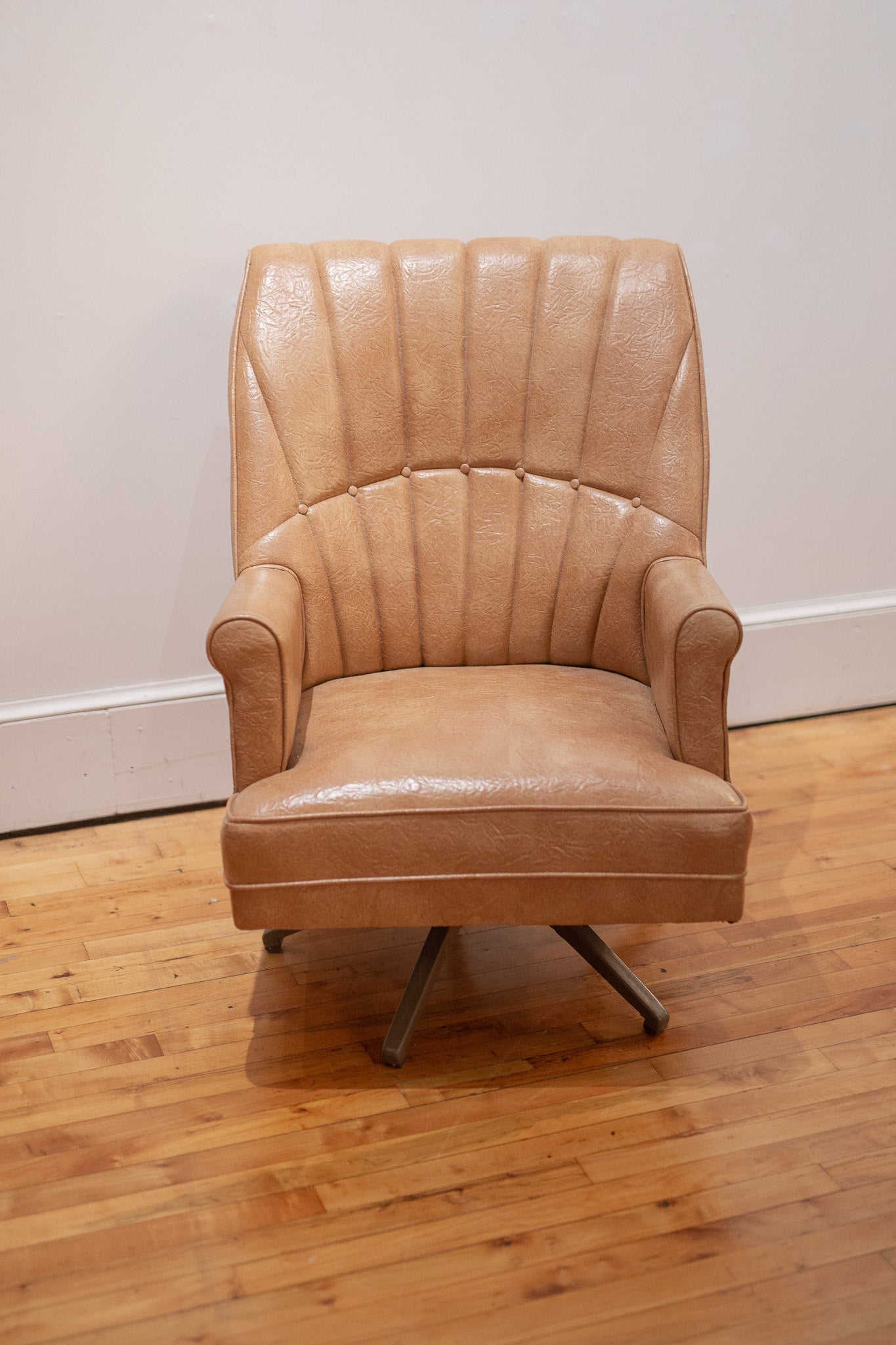 Vintage Tan Vinyl Swivel Chair