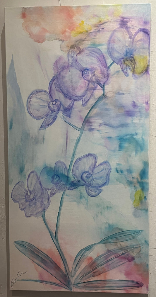 "Orchids in the Mist" Mixed Media on Canvas by Renee Wagner-Polen