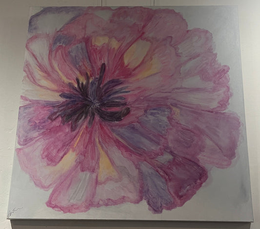 "Peony" Mixed Media on Canvas by Renee Wagner-Polen