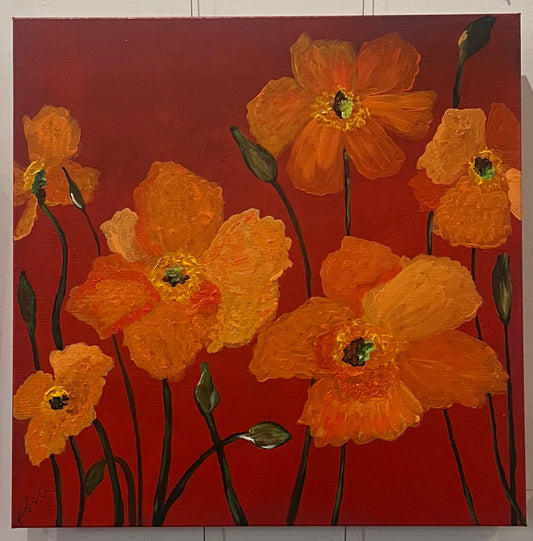 "Poppies" Acrylic on Canvas by Renee Wagner-Polen