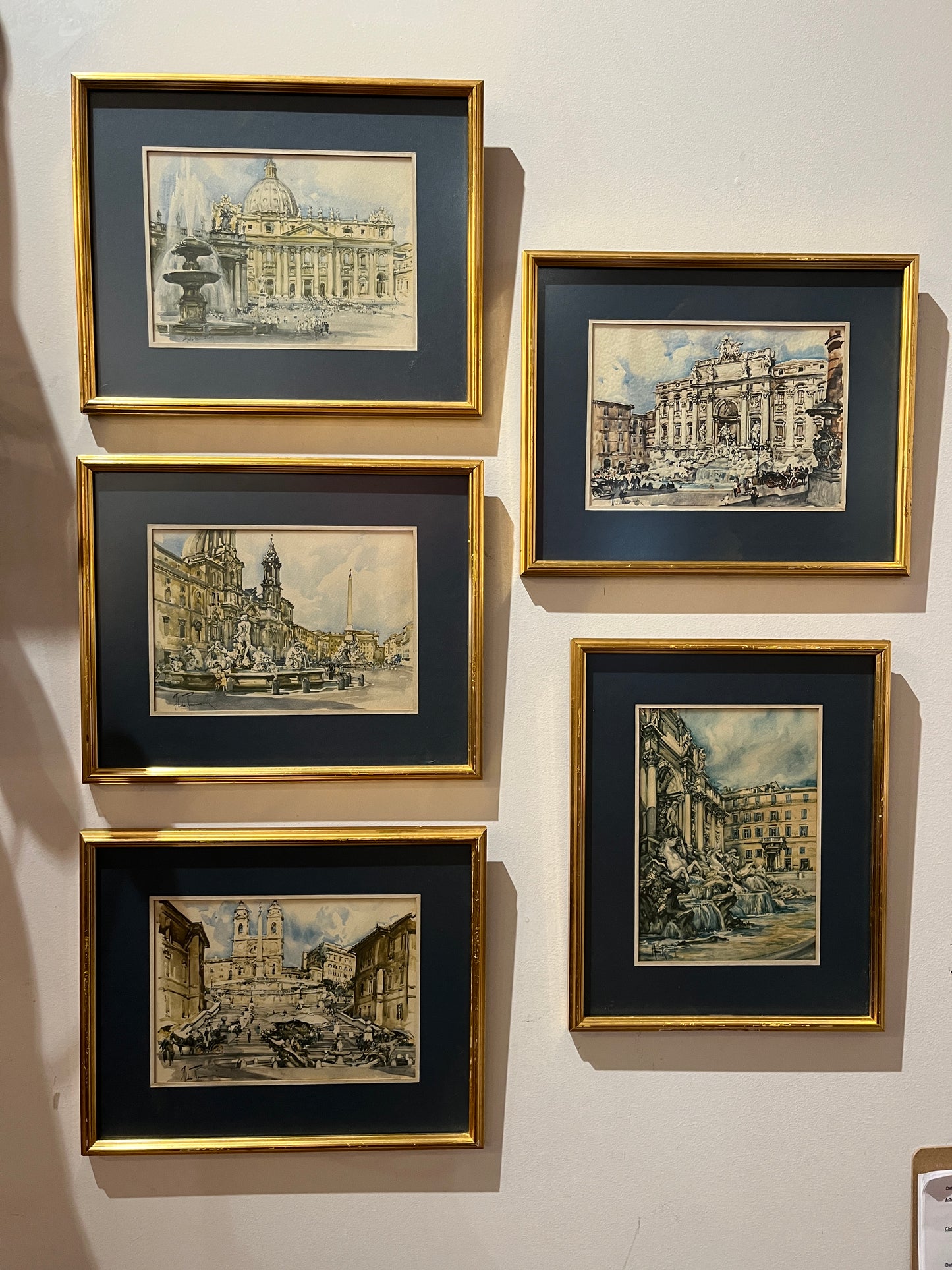 Gold Framed Italian Watercolors