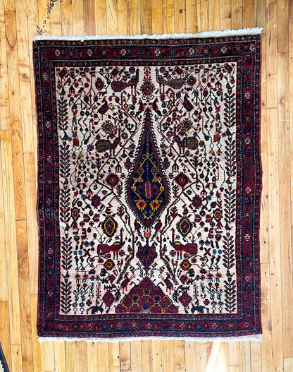 Afshar-Style Garden of Life Vintage Prayer Rug