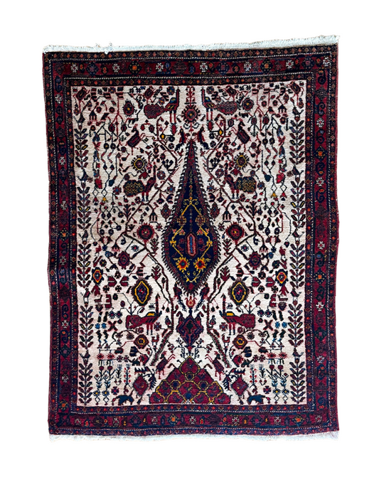 Afshar-Style Garden of Life Vintage Prayer Rug