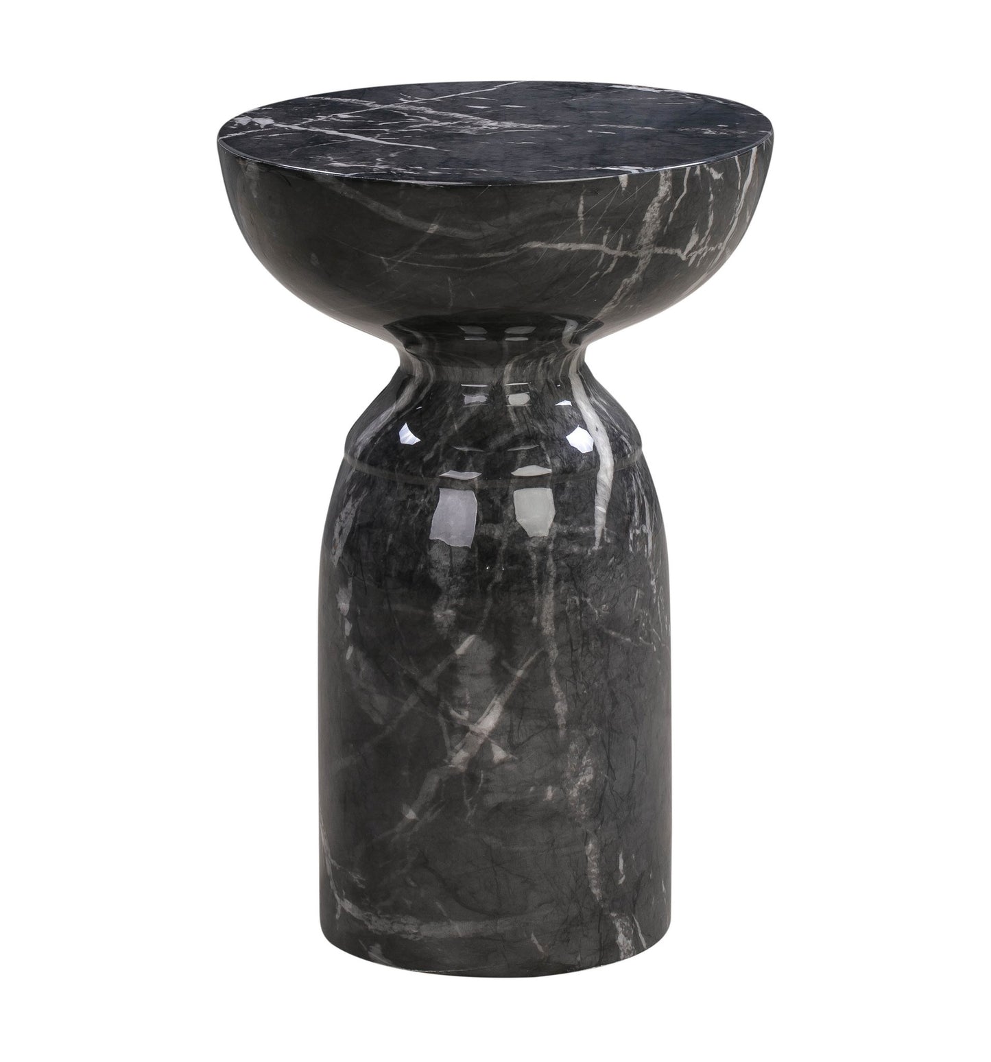 Full view of Jet Set Marble Side Table blackmarble