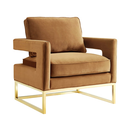 Full view of Josephine Velvet Accent Chair cognac