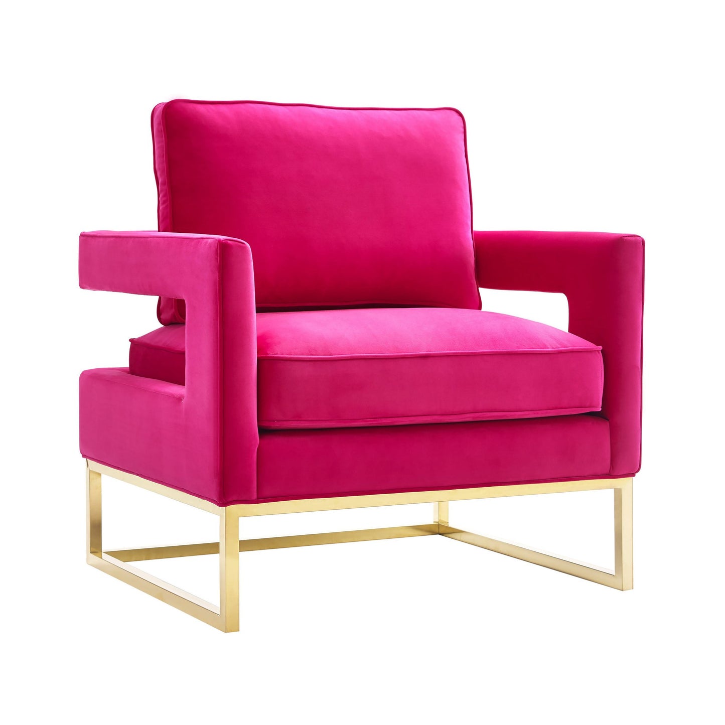 Full view of Josephine Velvet Accent Chair hot pink