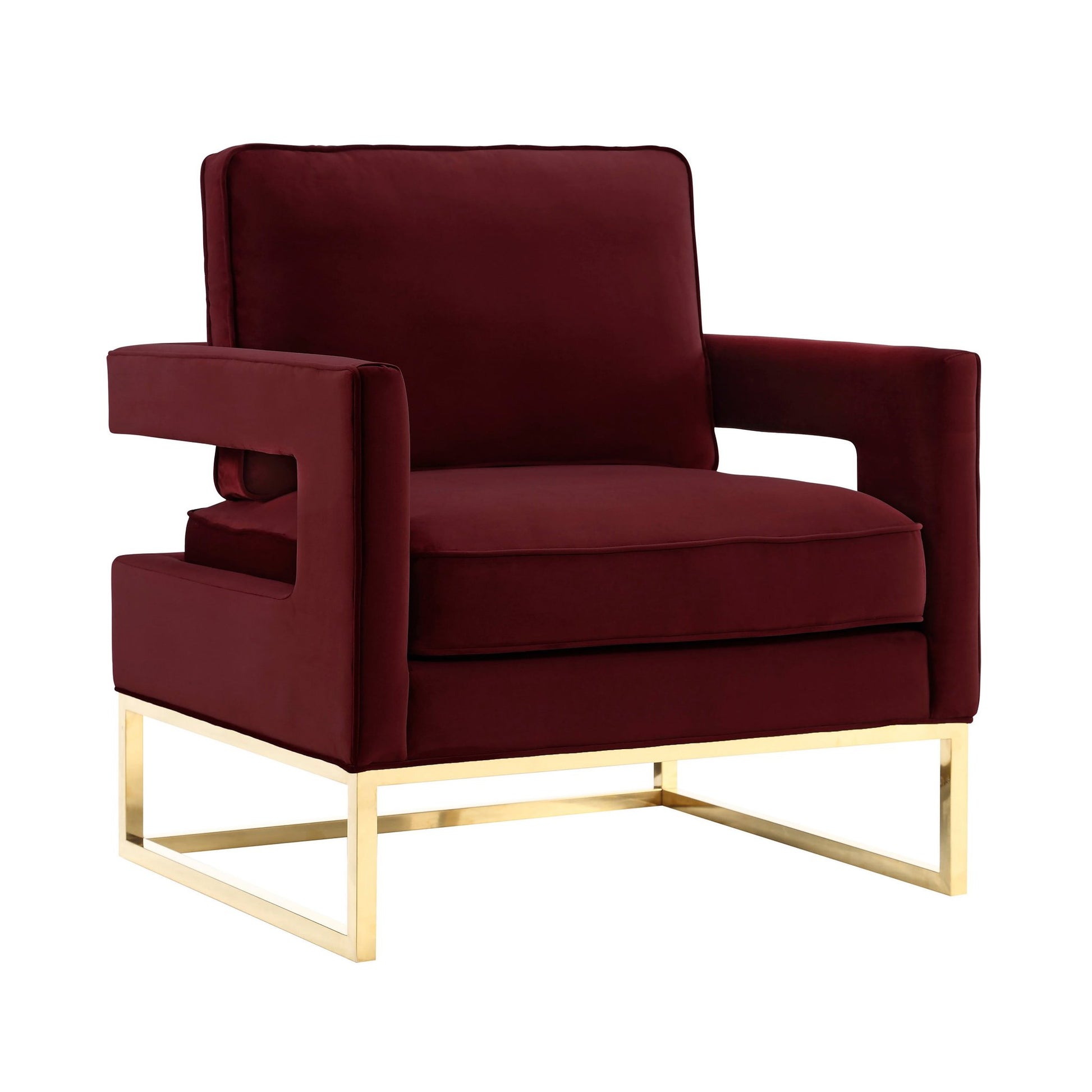 Full view of Josephine Velvet Accent Chair maroon