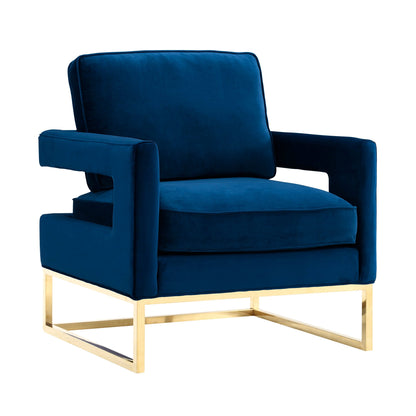 Full view of Josephine Velvet Accent Chair navy