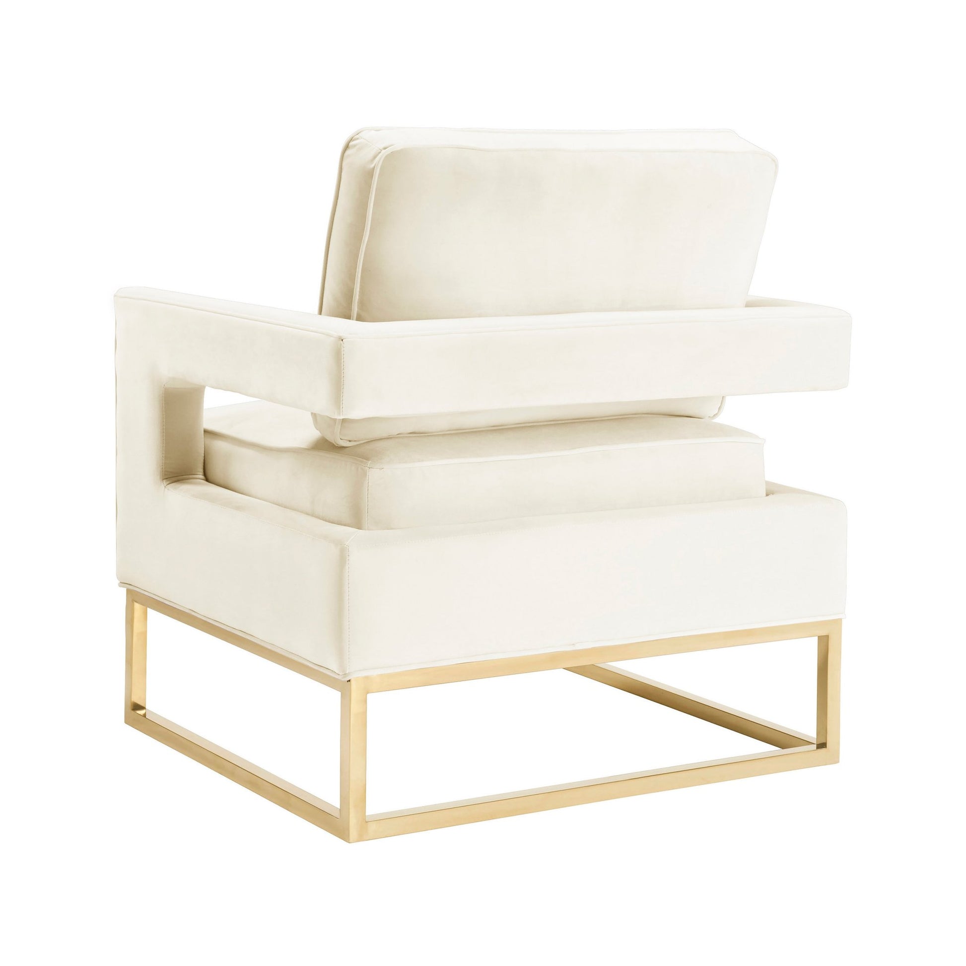 Back view of Josephine Velvet Accent Chair cream