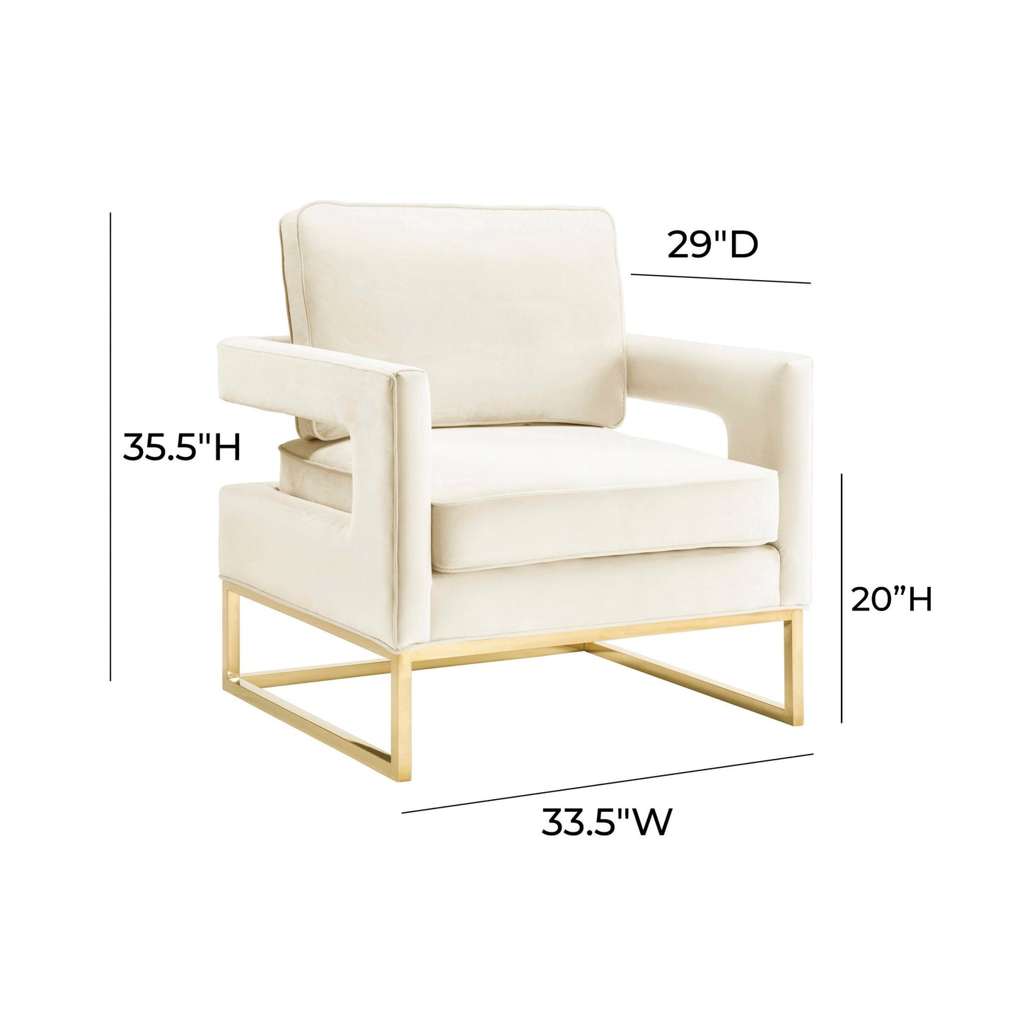 Dimensions of Josephine Velvet Accent Chair cream