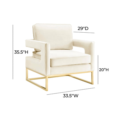 Dimensions of Josephine Velvet Accent Chair cream