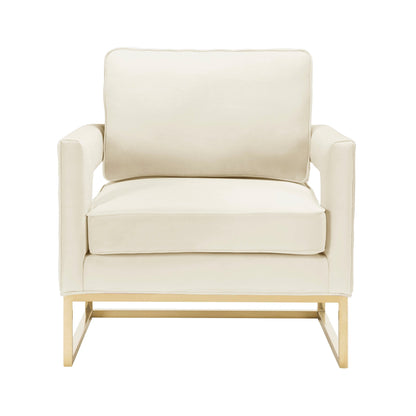 Front view of Josephine Velvet Accent Chair cream