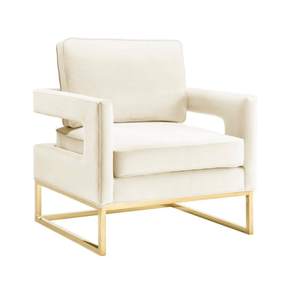 Profile of Josephine Velvet Accent Chair cream