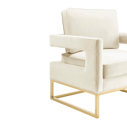 Side view of Josephine Velvet Accent Chair cream