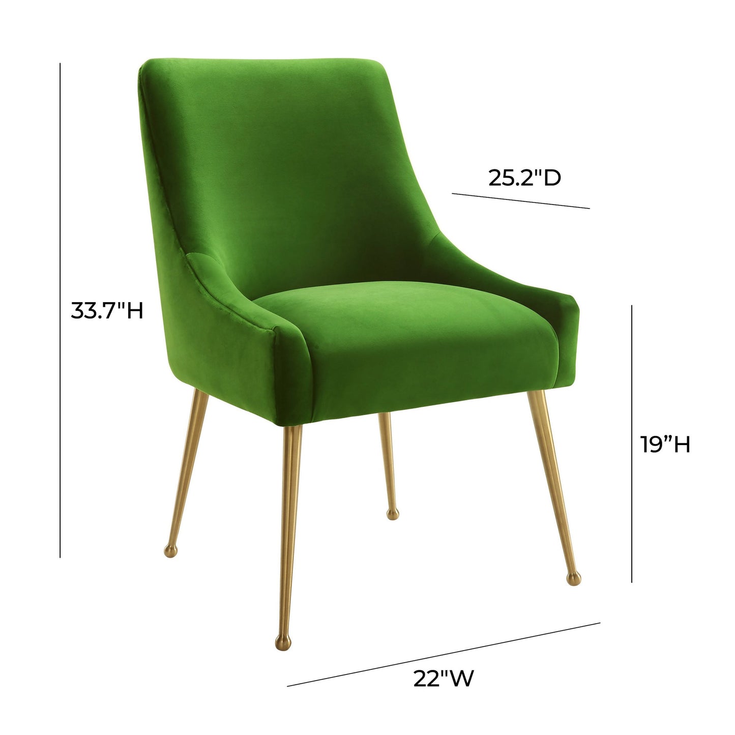 Dimensions of Kensington Dining Chair green