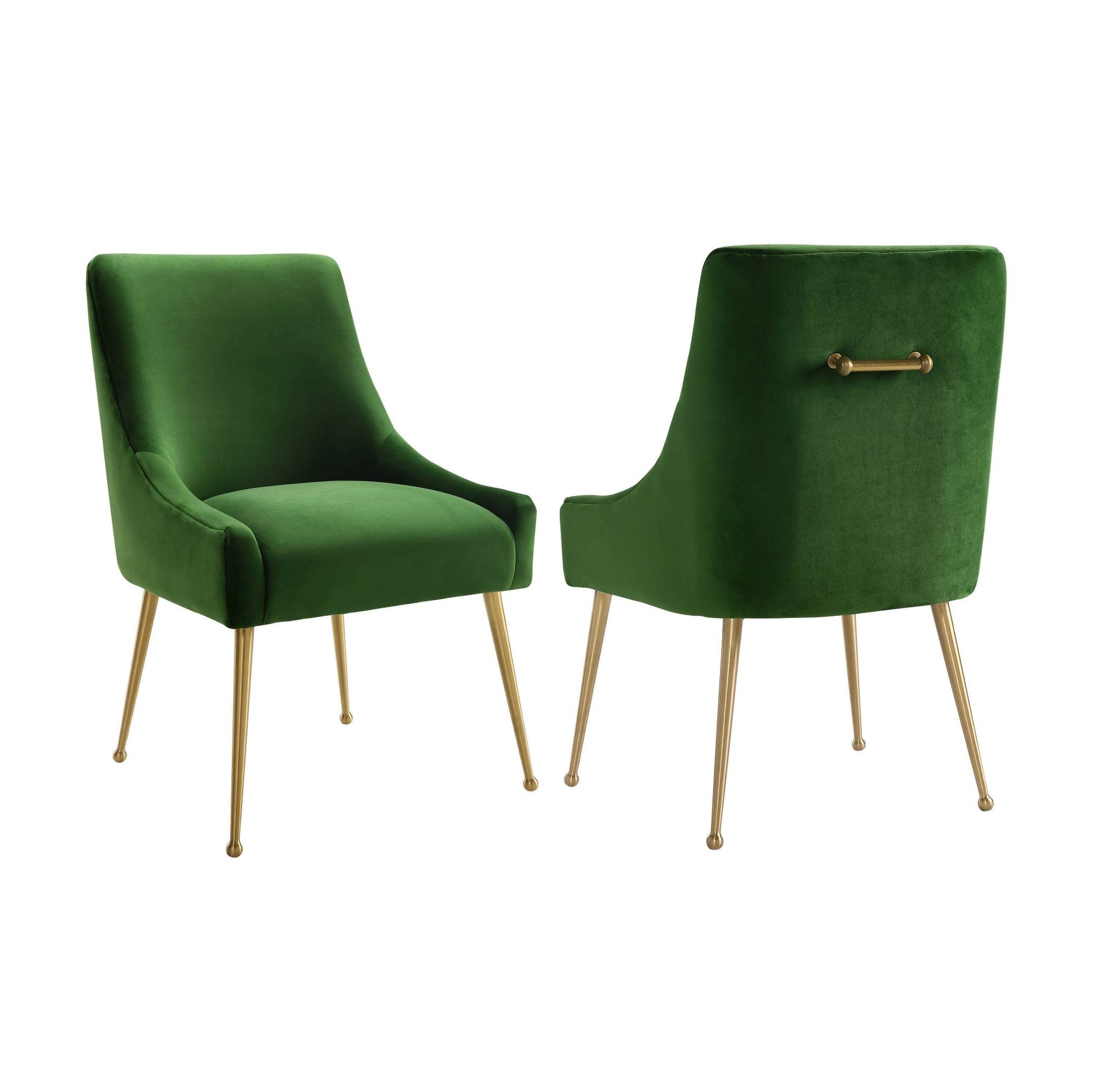 Front and back details of Kensington Dining Chair green