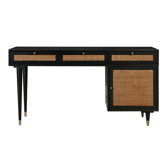 Gothic Black Front View of Martinique Cane Desk