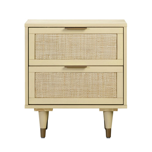 90's Cream Front View - Martinique Cane Nightstand