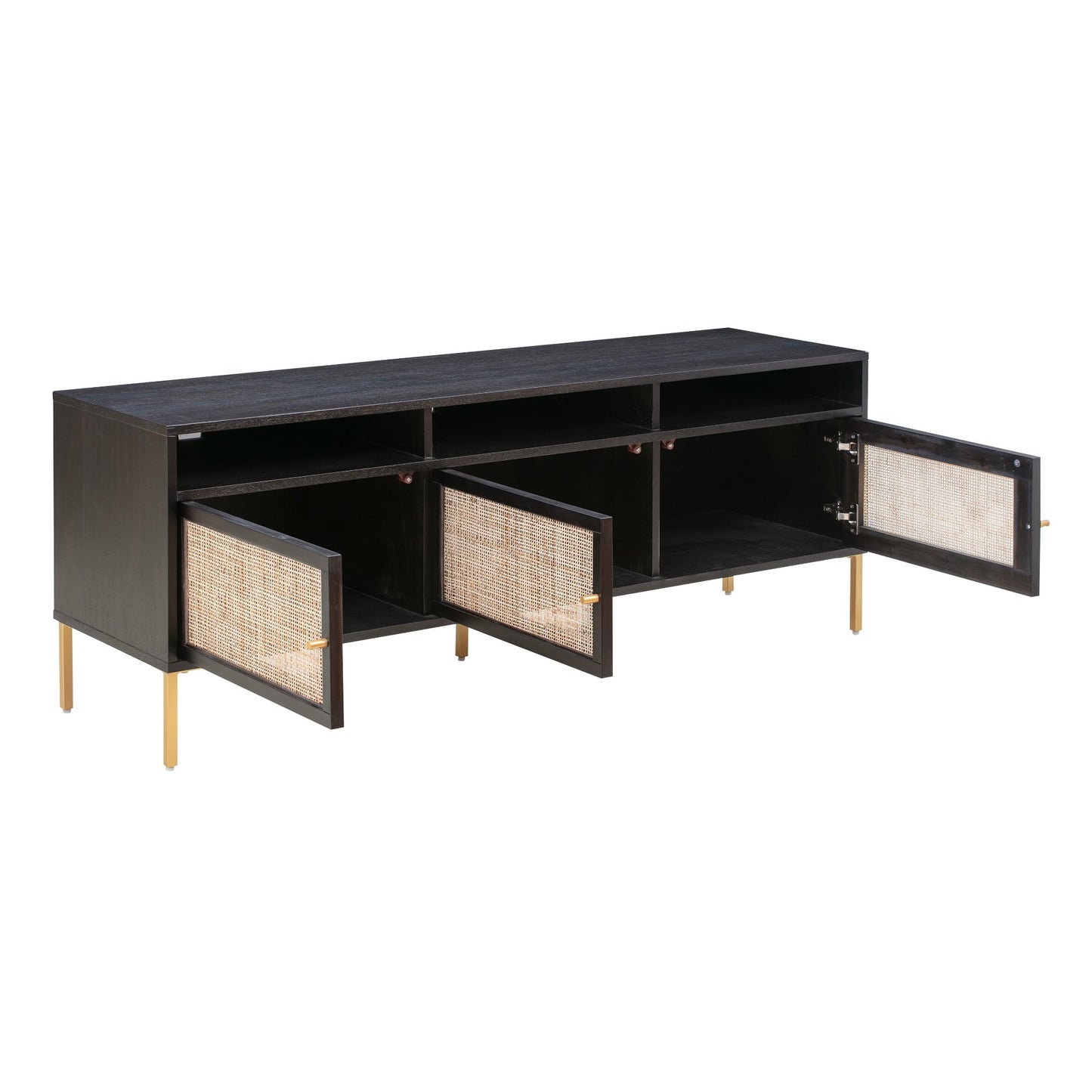 Open cabinet view Martinique Cane Console