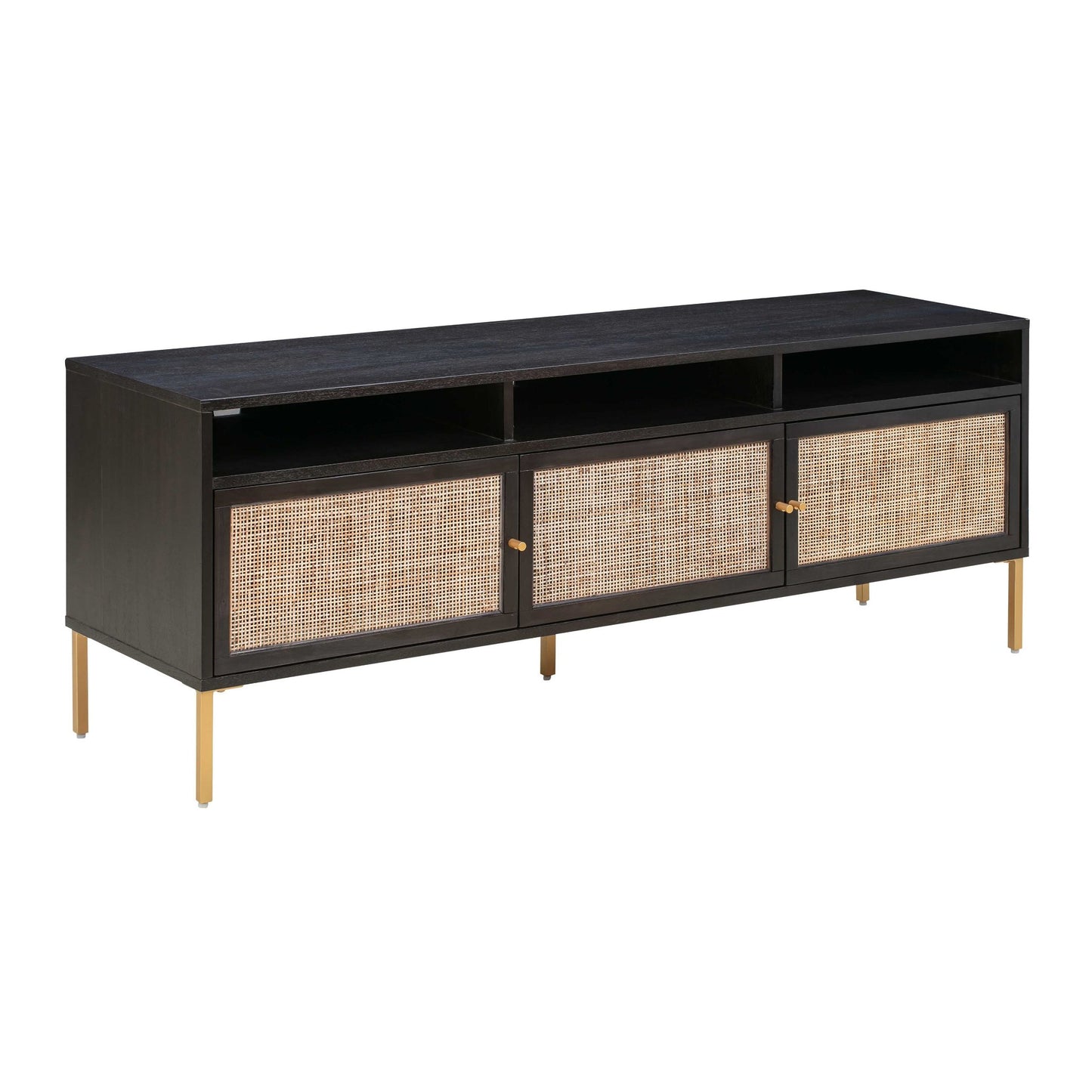 Full view Martinique Cane Console - BLK