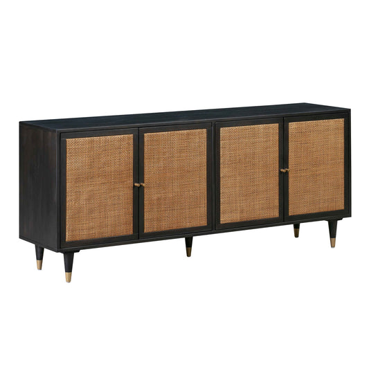 Black Full view of Martinique Cane Credenza