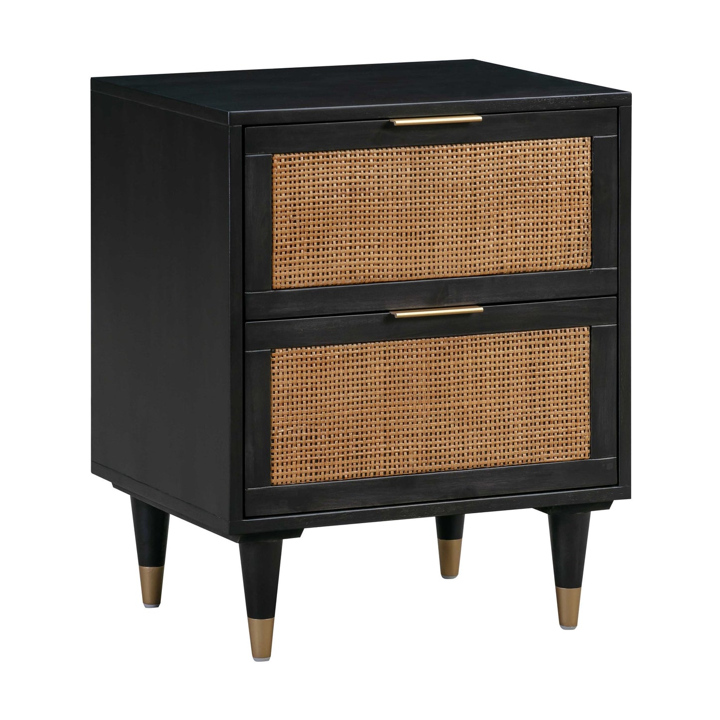 Gothic Black Full View of Martinique Cane Nightstand