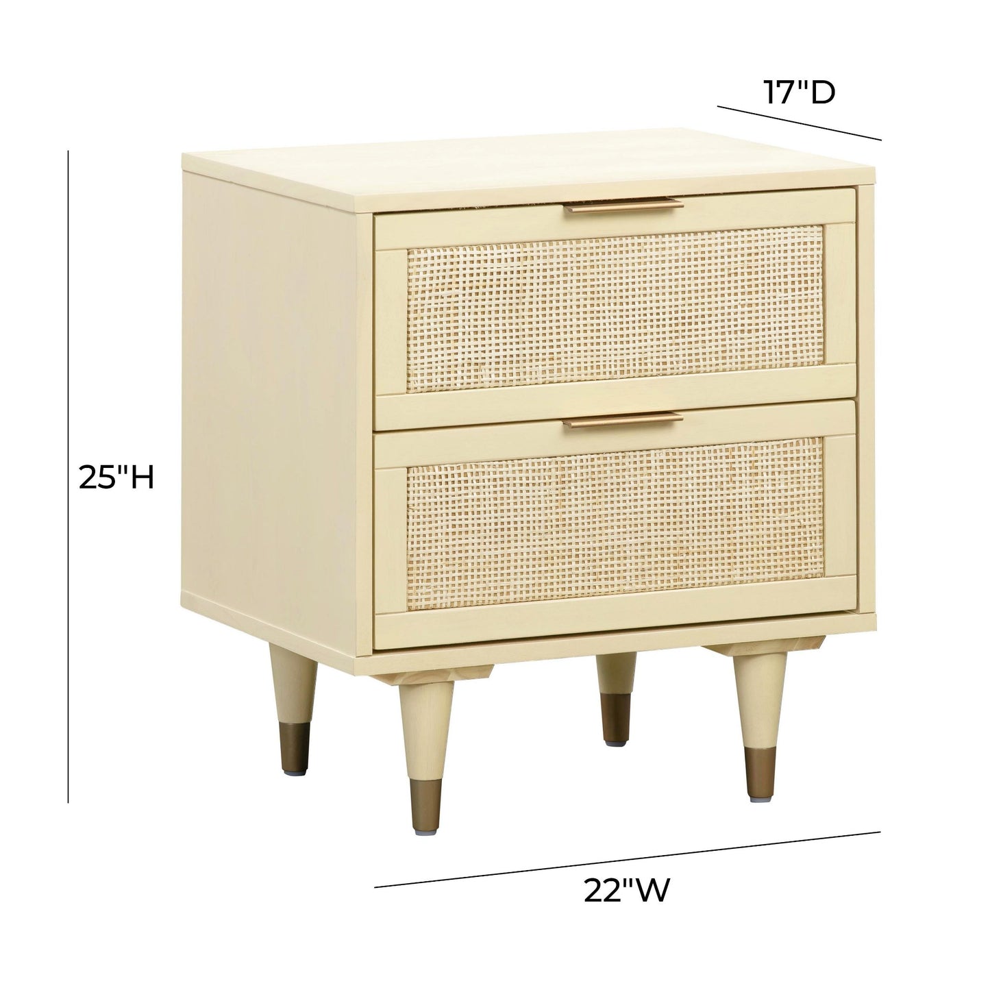 90's Cream Dimensions of Martinique Cane Nightstand