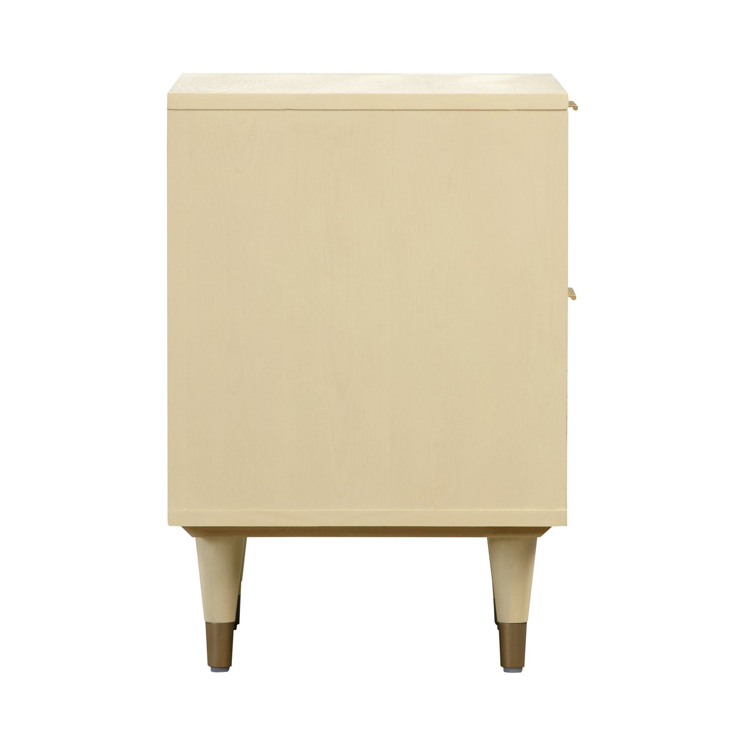 90's Cream Side View of Martinique Cane Nightstand