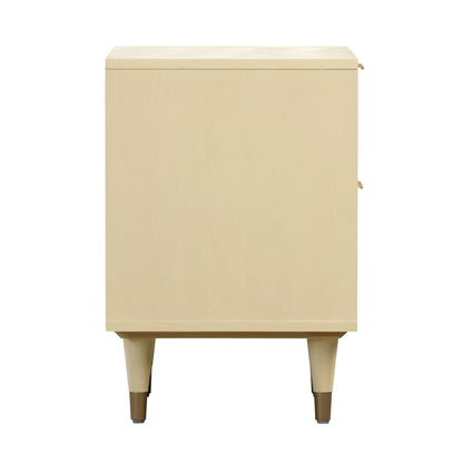 90's Cream Side View of Martinique Cane Nightstand