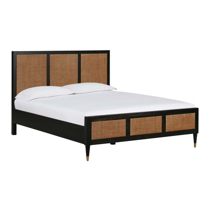Gothic Black Full View of Martinique Wood and Rattan Bed
