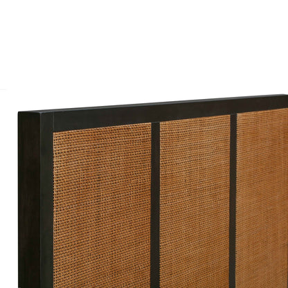 Gothic Black Headboard Detail View if Martinique Wood and Rattan Bed