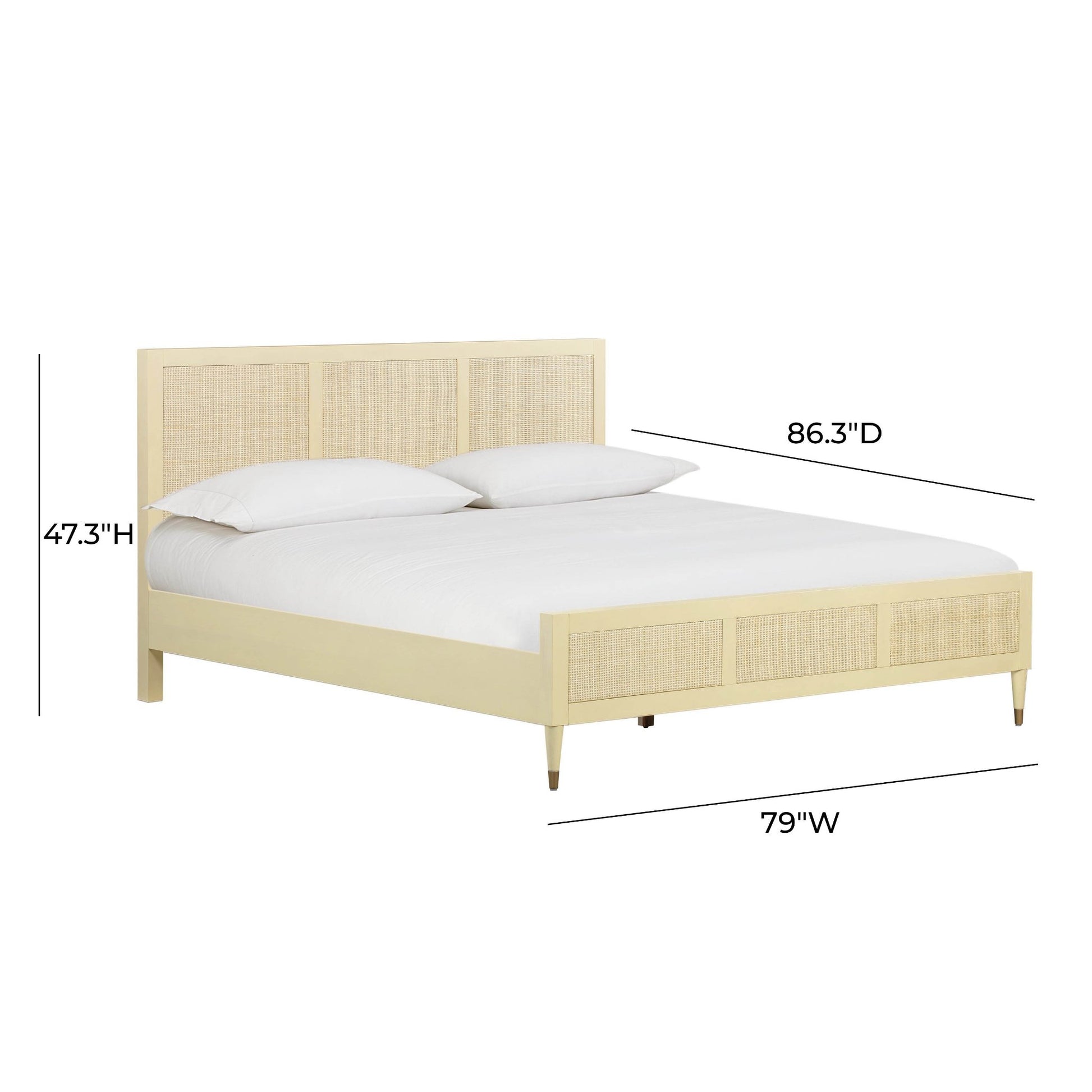 90's Cream Dimensions King Size of Martinique Wood and Rattan Bed