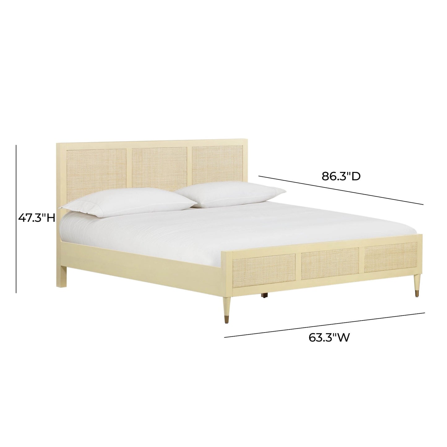 90's Cream Dimension Queen Size of Martinique Wood and Rattan Bed