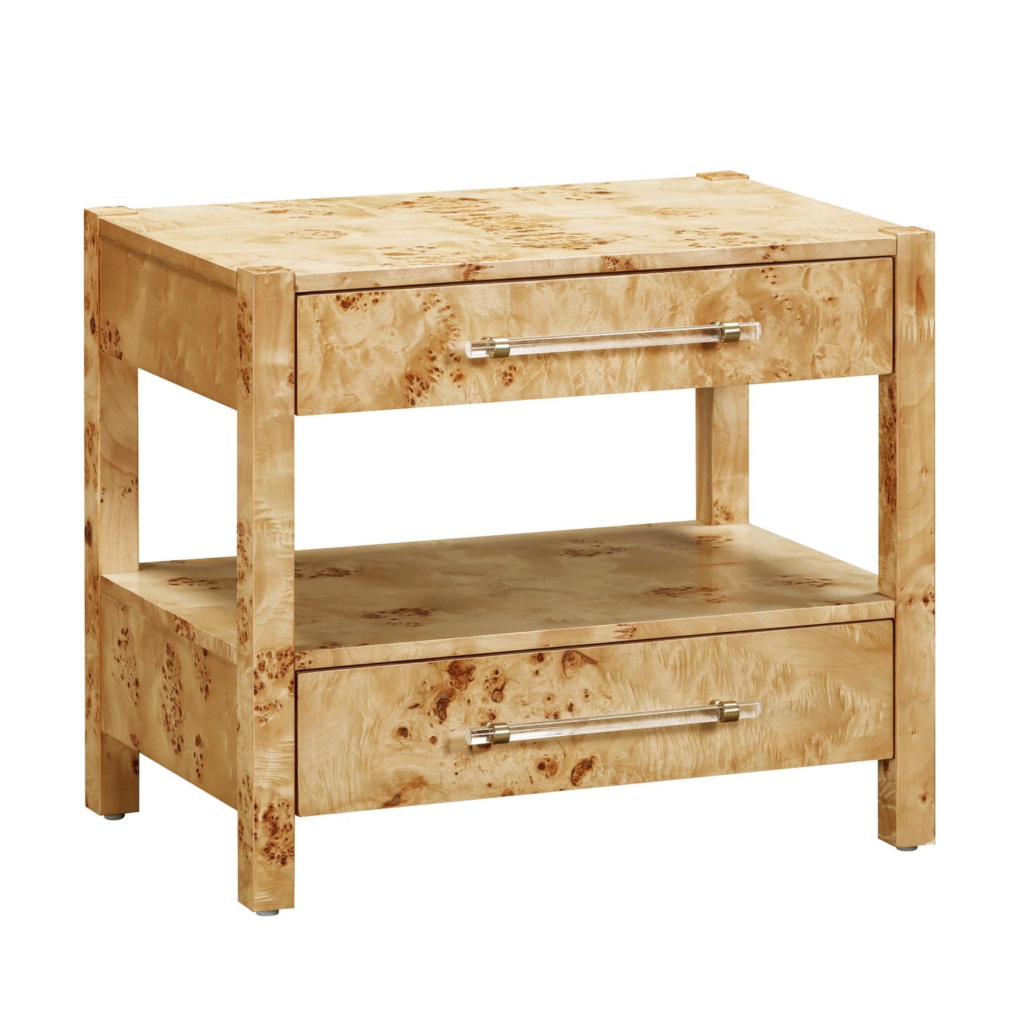 Natural Burlwood Full View of Maven Acacia Burl Nightstand