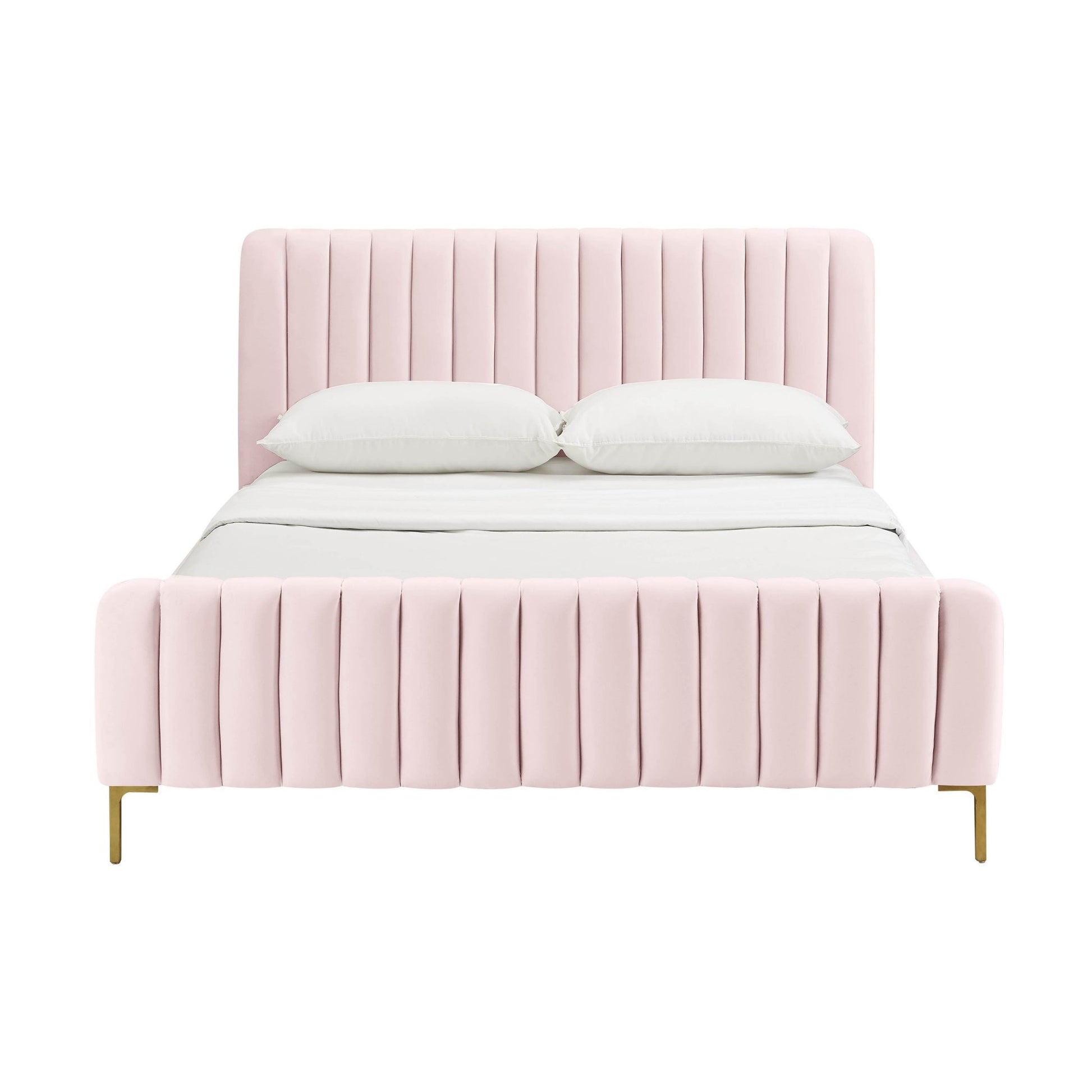 Vintage Blush Front View of Midnight in Paris Velvet Bed