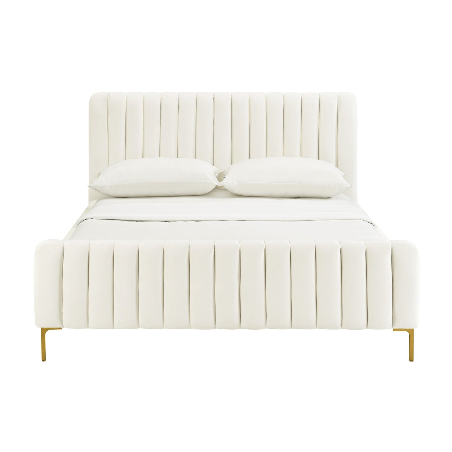 Whipped Cream Front View of Midnight in Paris Velvet Bed