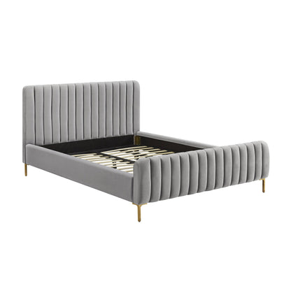 Dove Gray Bed Frame View of Midnight in Paris Velvet Bed
