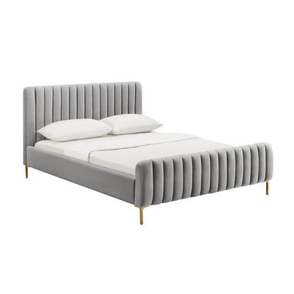 Dove Gray Full View of Midnight in Paris Velvet Bed