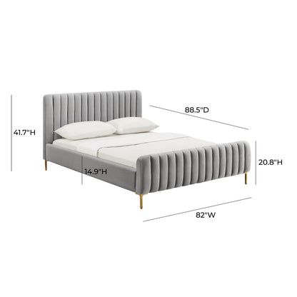 Dove Gray King Dimension of Midnight in Paris Velvet Bed