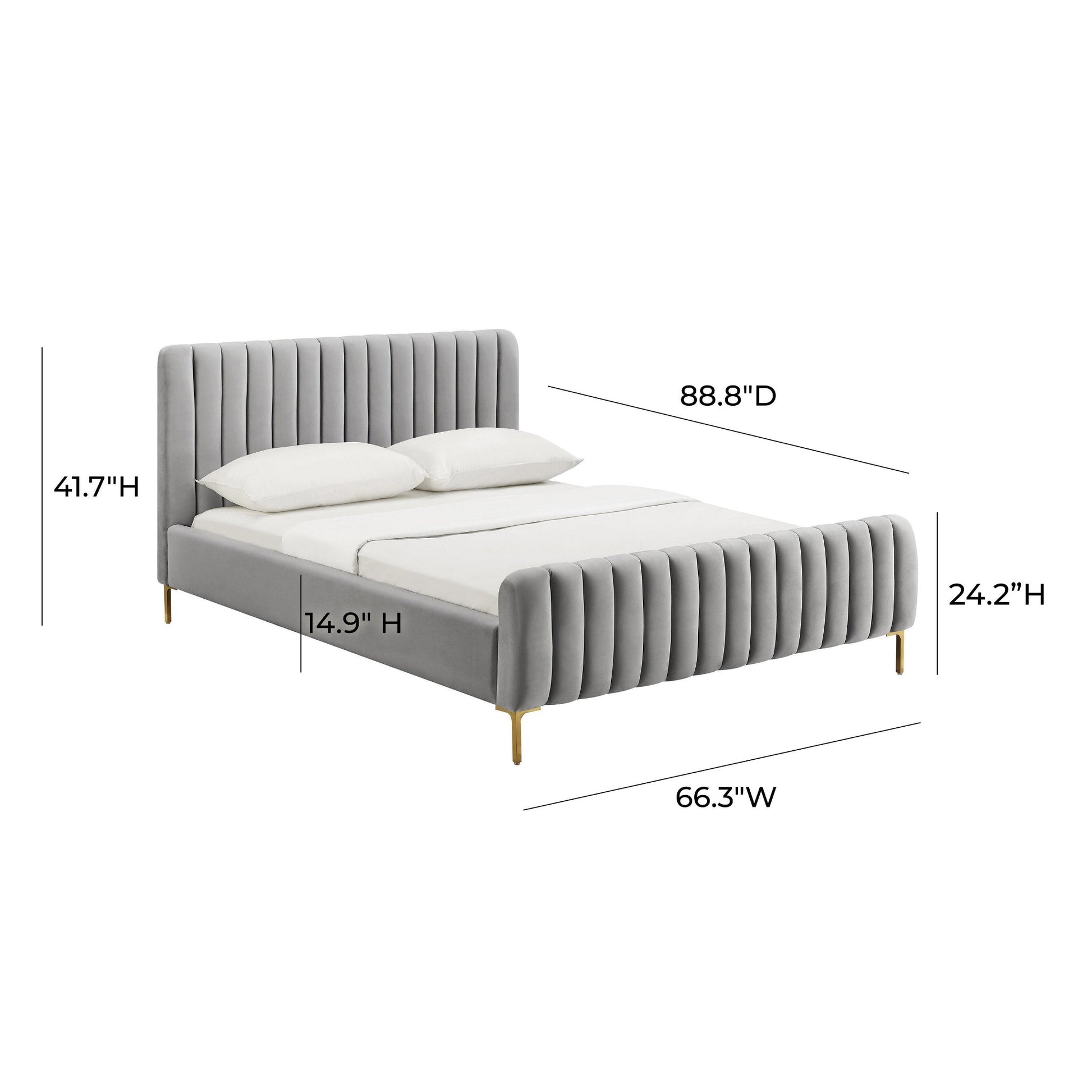 Dove Gray Queen Dimension of Midnight in Paris Velvet Bed