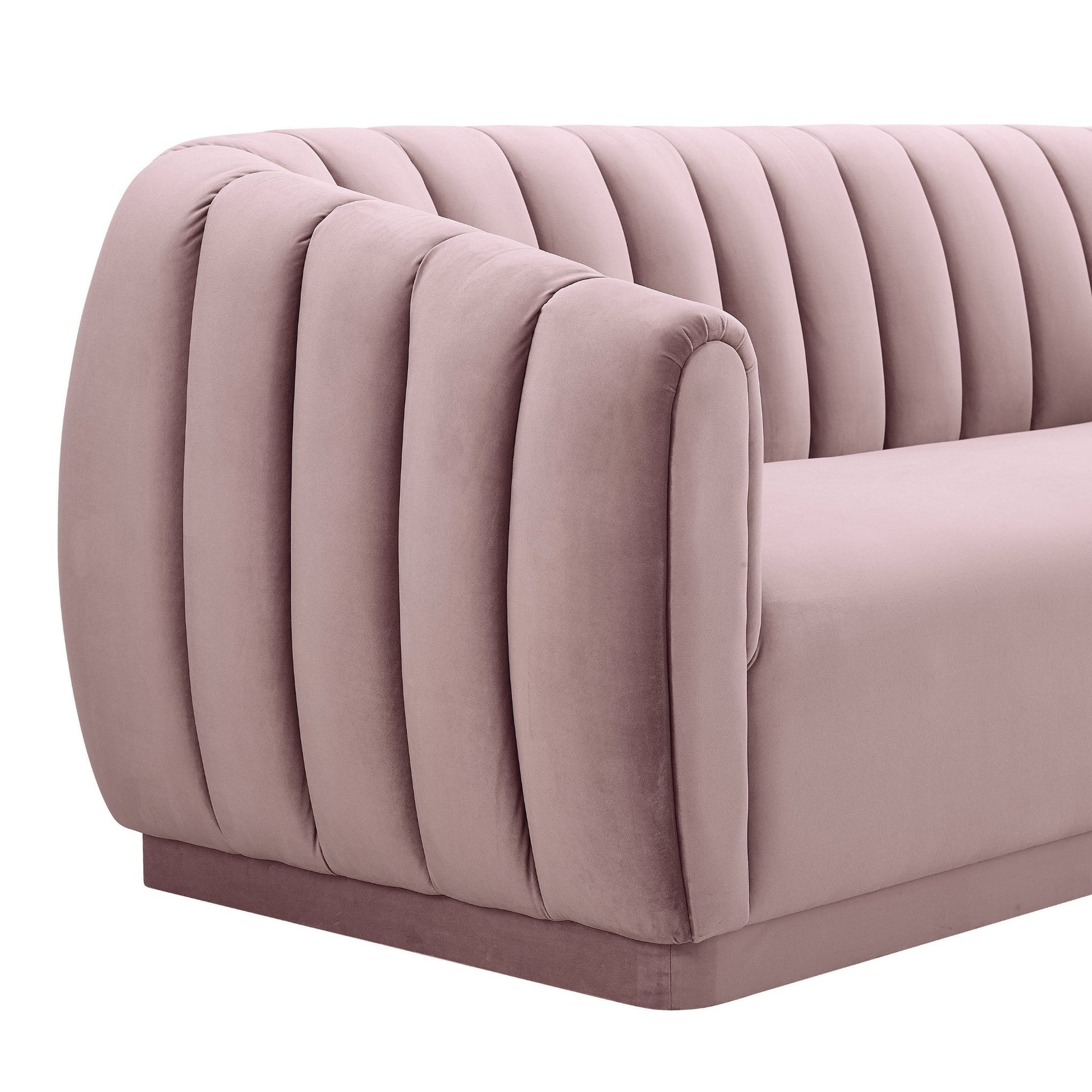 Parisian Mauve Velvet Side View of Midnight in Paris Velvet Sofa